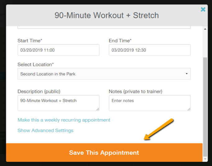 How do I create an appointment? | Exercise.com Knowledge Base