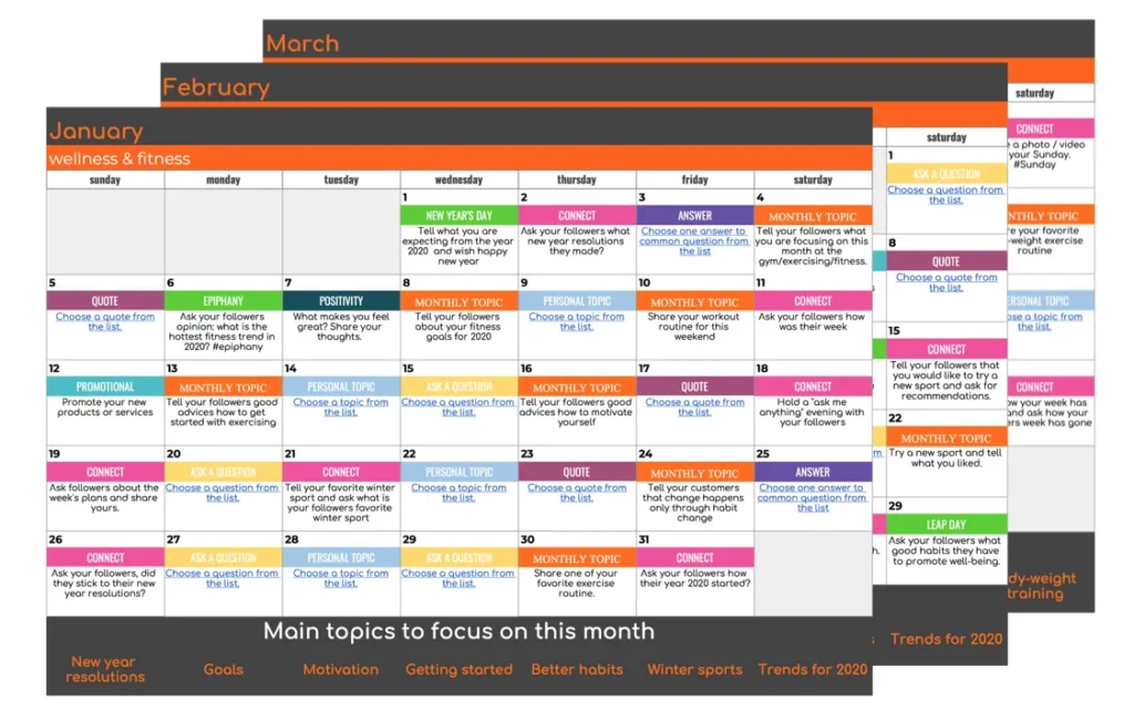 Fitness Influencer Content Calendar (Free Downloads) | Exercise.com