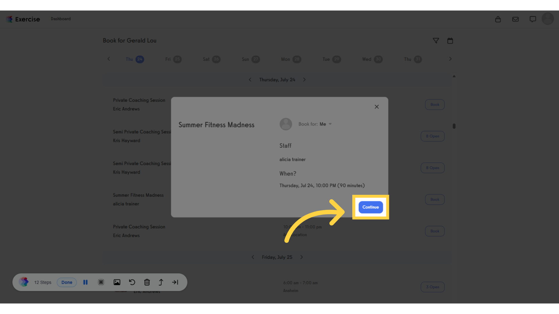 In the popup modal, click “Continue” to proceed.