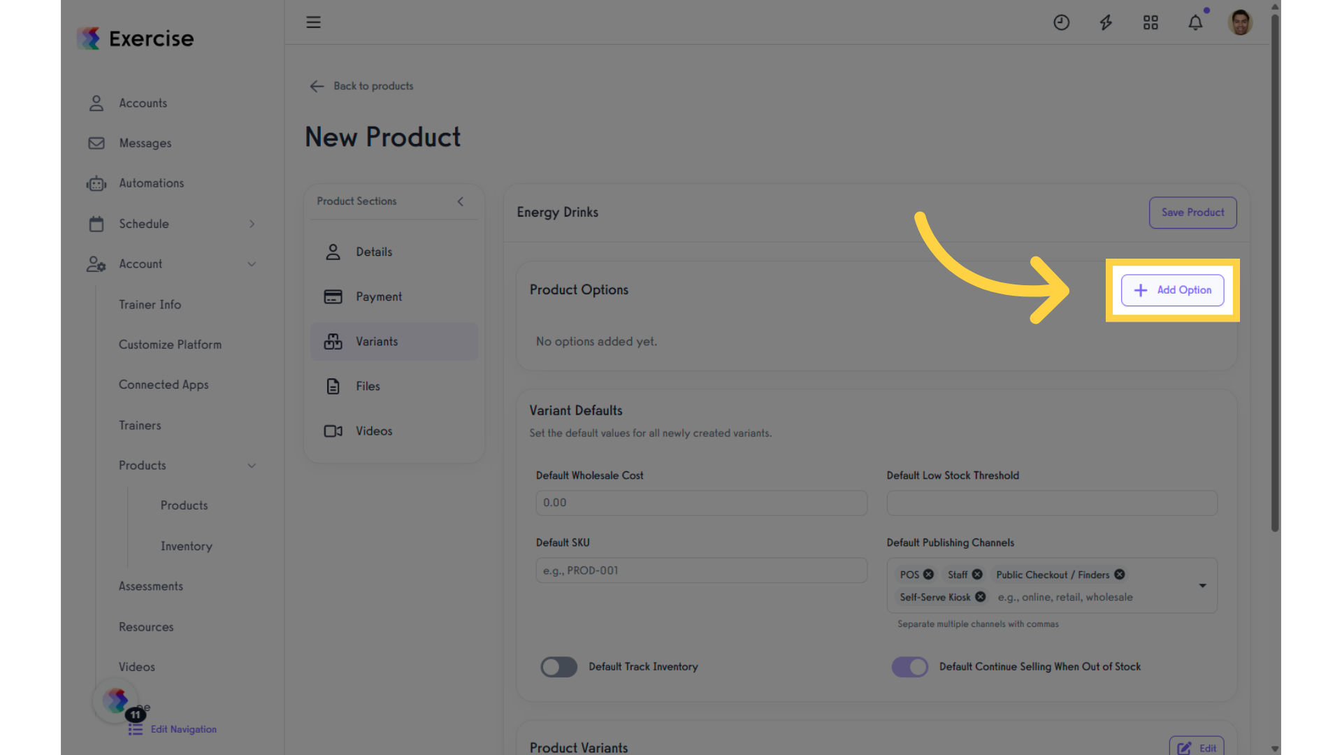 Click 'Add Option.'