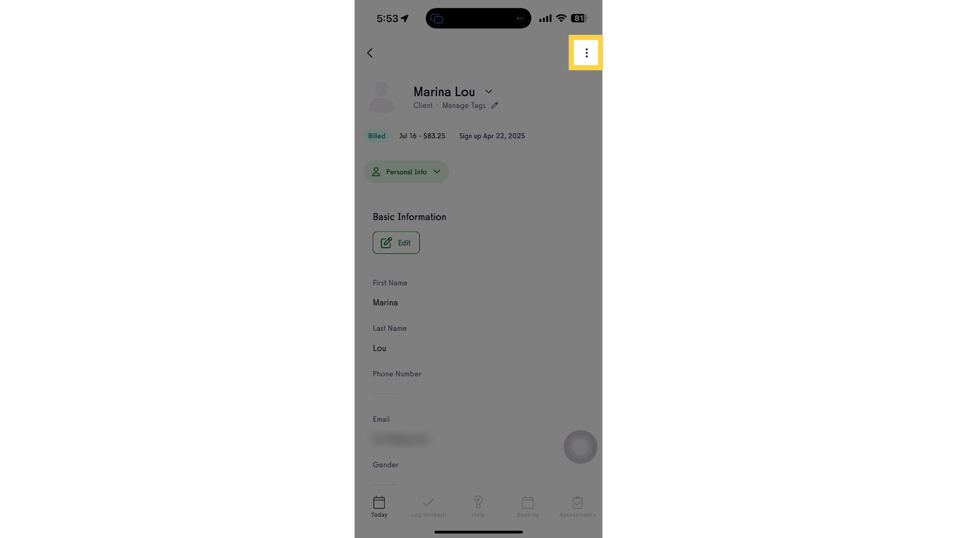  Tap the three dots menu in the upper right corner.