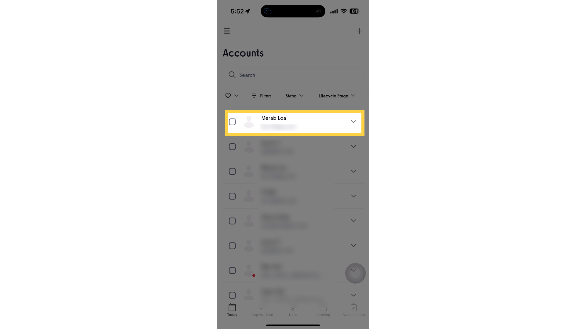 Select a client from the list.