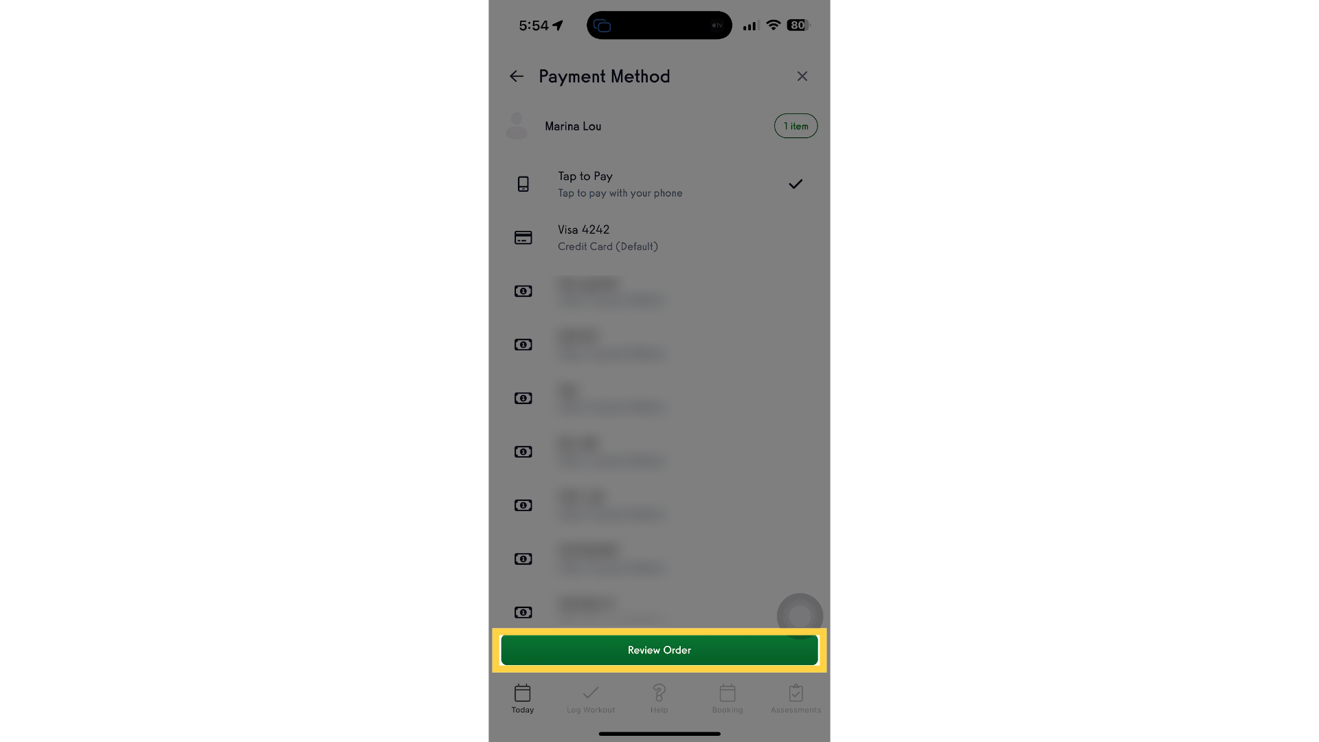 Tap “Review Order.”