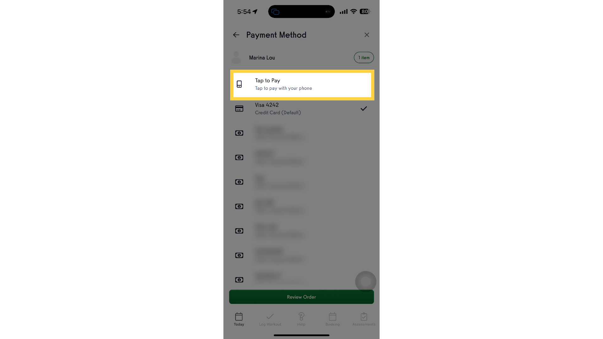 Select Tap to Pay as the payment method.