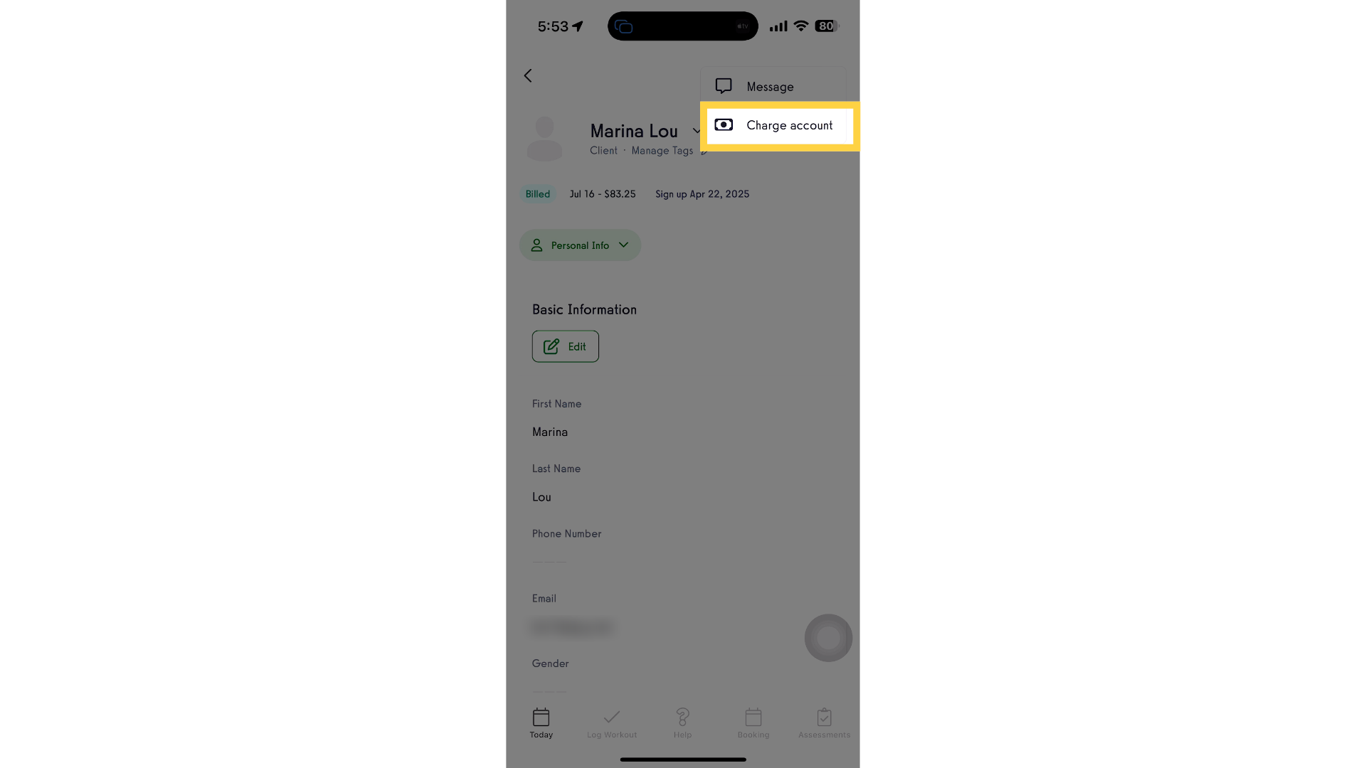 Tap “Charge account.”