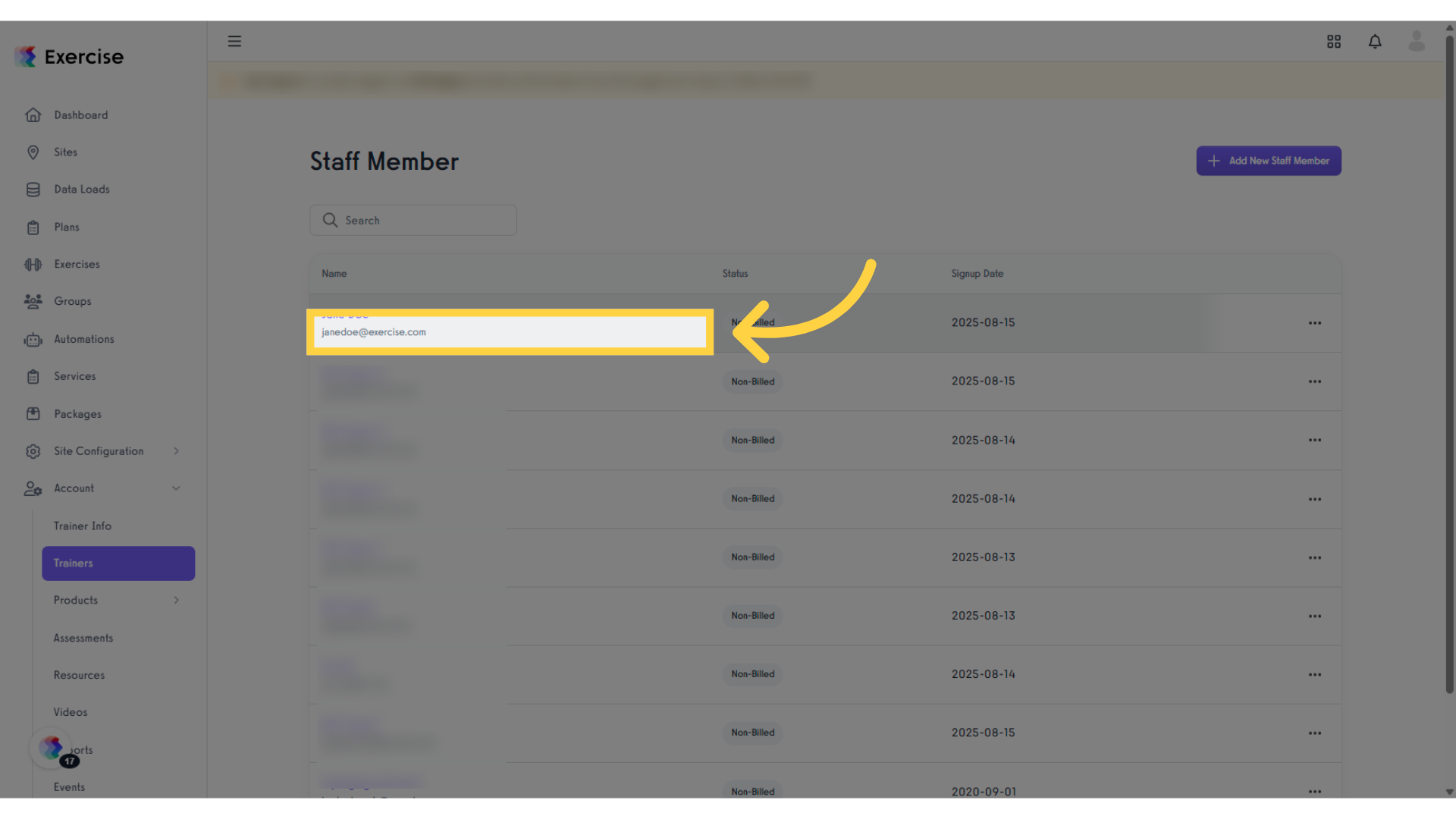Select Staff Member